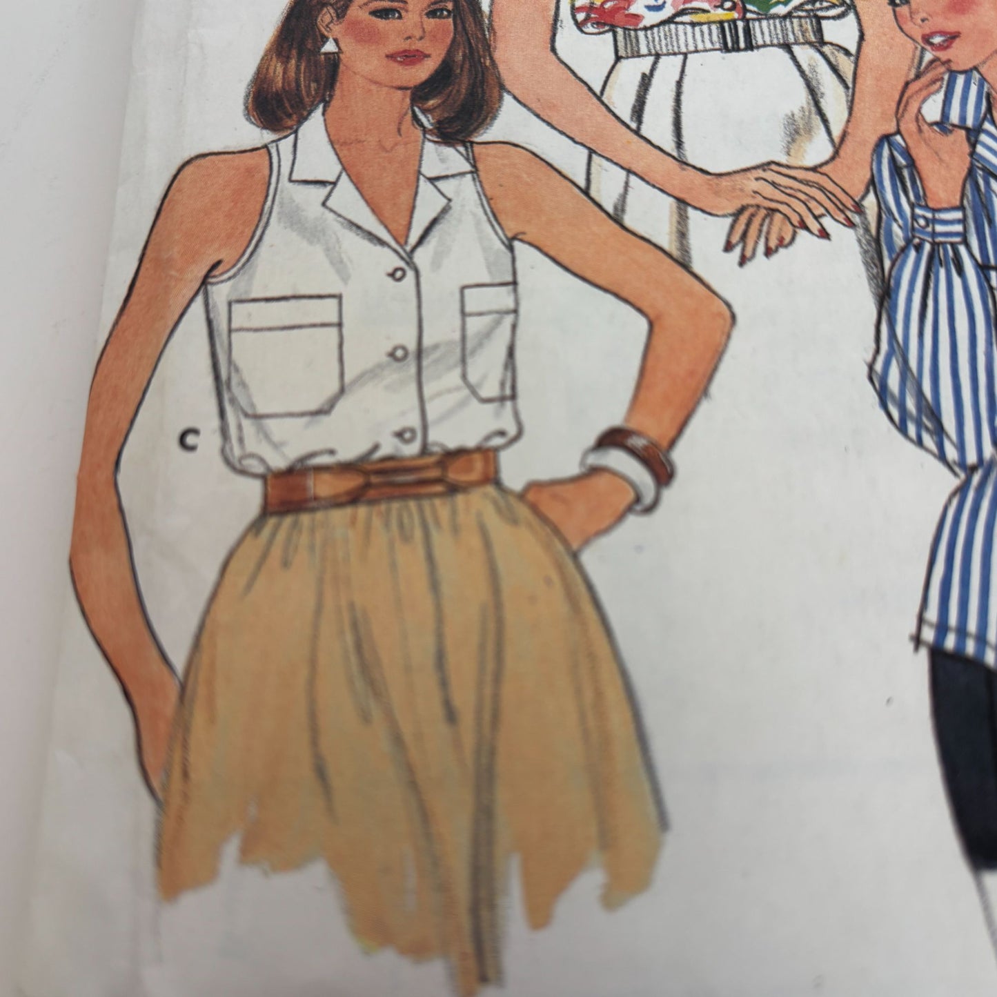 Butterick Sewing Pattern 3297 Work Blouse Shirt Top Vintage 1980s 12 14 16 CUT