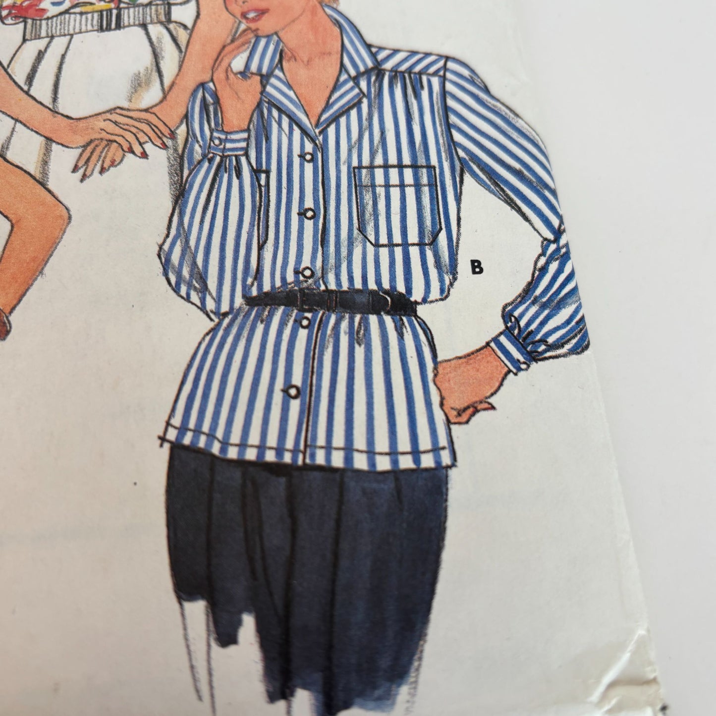 Butterick Sewing Pattern 3297 Work Blouse Shirt Top Vintage 1980s 12 14 16 CUT