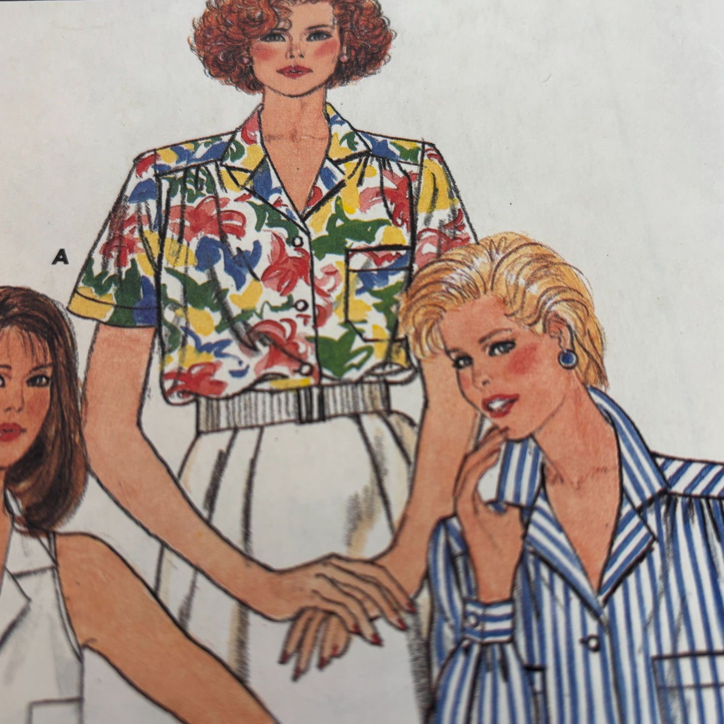 Butterick Sewing Pattern 3297 Work Blouse Shirt Top Vintage 1980s 12 14 16 CUT