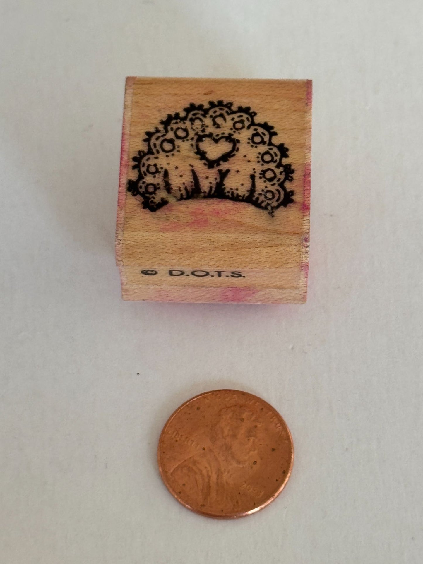 DOTS Rubber Stamp Lace Heart Crown Valentines Day Card Making Craft