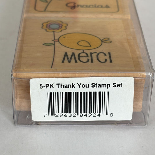 Thank You Rubber Stamp Set 5 Thank You Sentiments Cardmaking Merci Gracias Cardmaking Wood Mounted