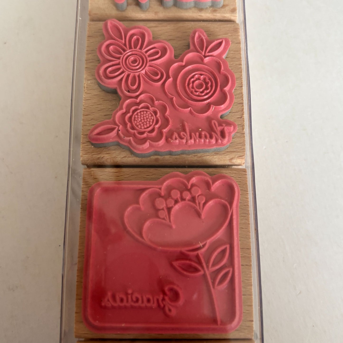 Thank You Rubber Stamp Set 5 Thank You Sentiments Cardmaking Merci Gracias Cardmaking Wood Mounted
