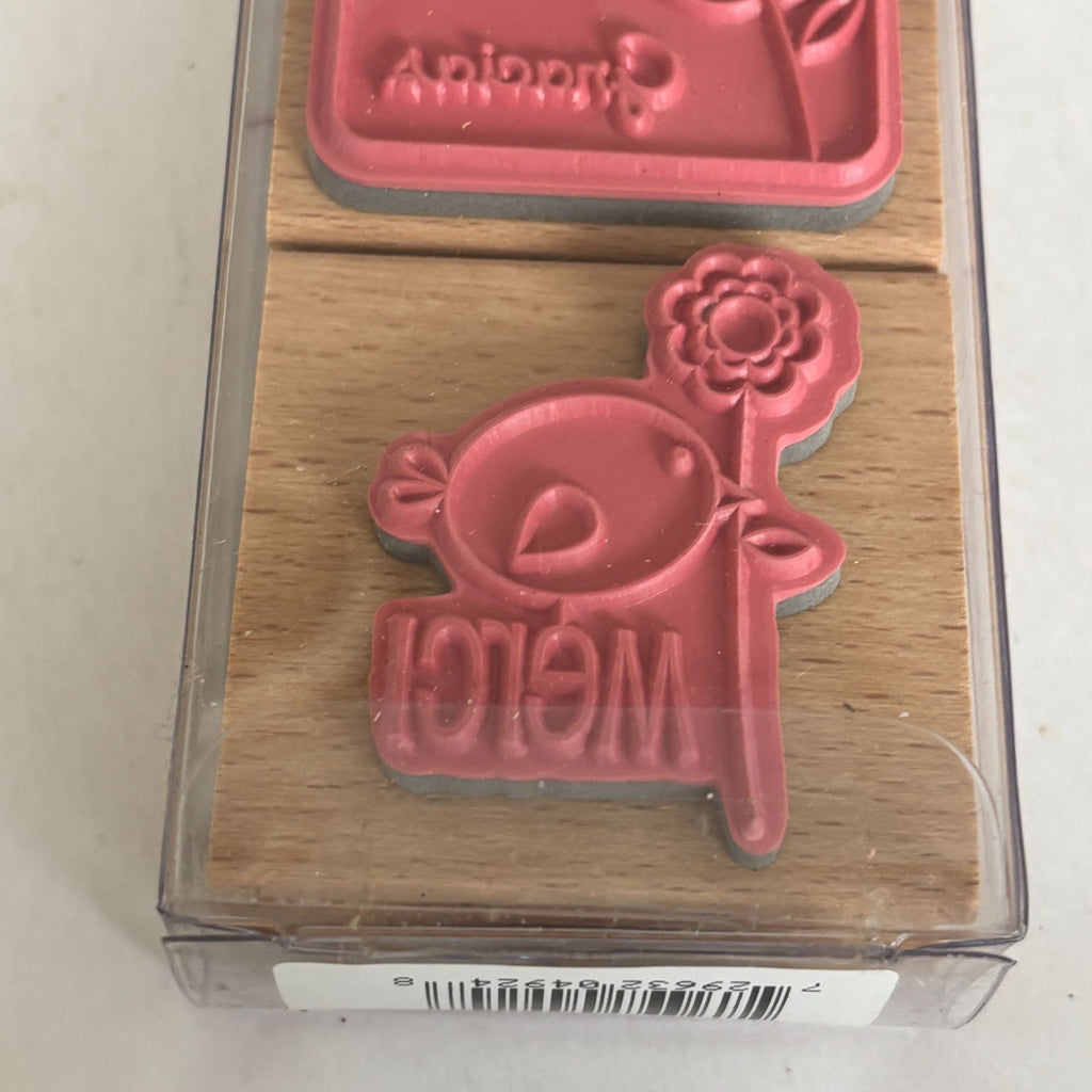 Thank You Rubber Stamp Set 5 Thank You Sentiments Cardmaking Merci Gracias Cardmaking Wood Mounted