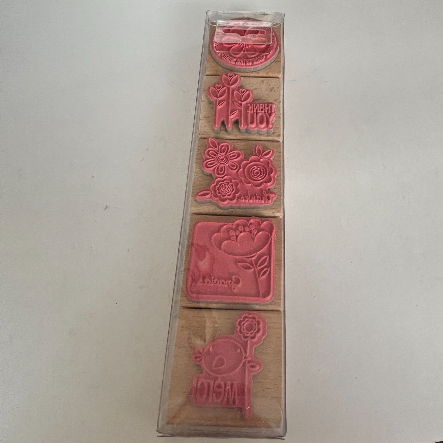 Thank You Rubber Stamp Set 5 Thank You Sentiments Cardmaking Merci Gracias Cardmaking Wood Mounted