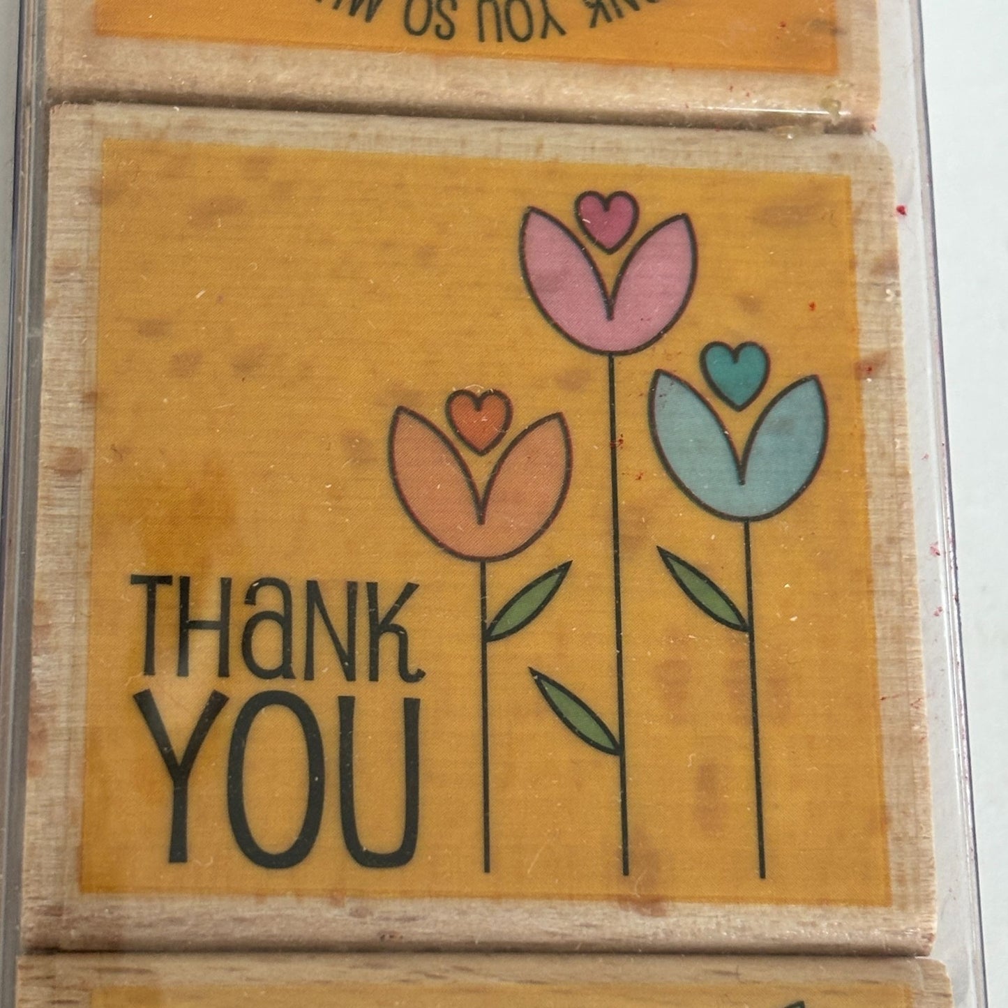 Thank You Rubber Stamp Set 5 Thank You Sentiments Cardmaking Merci Gracias Cardmaking Wood Mounted
