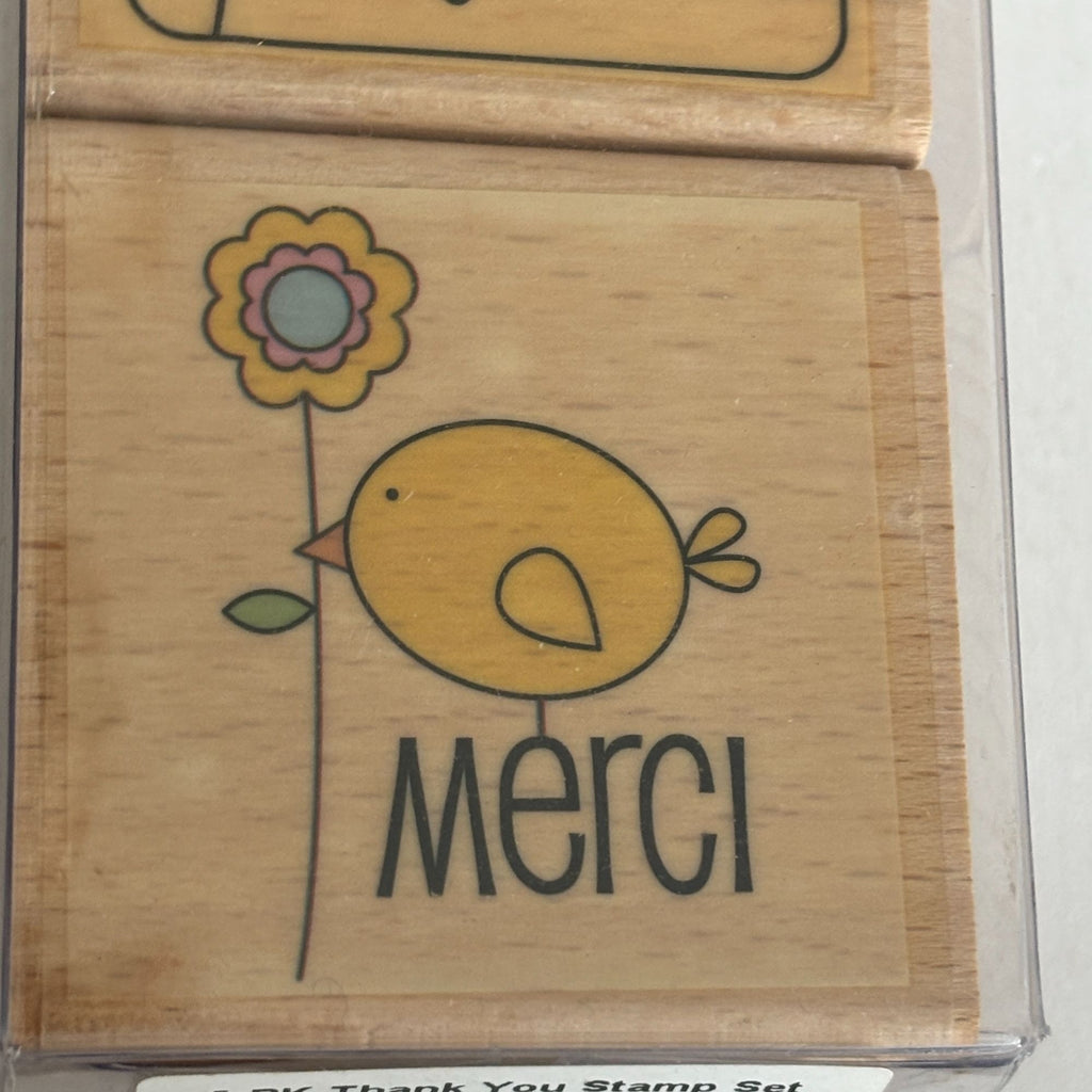 Thank You Rubber Stamp Set 5 Thank You Sentiments Cardmaking Merci Gracias Cardmaking Wood Mounted