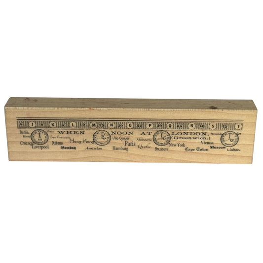B Line Designs Rubber Stamp When Noon Time Zone Clocks Travel City Steampunk