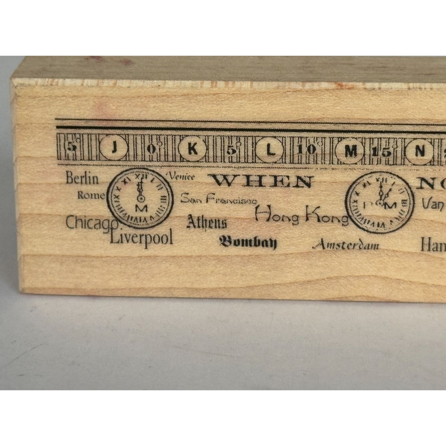 B Line Designs Rubber Stamp When Noon Time Zone Clocks Travel City Steampunk