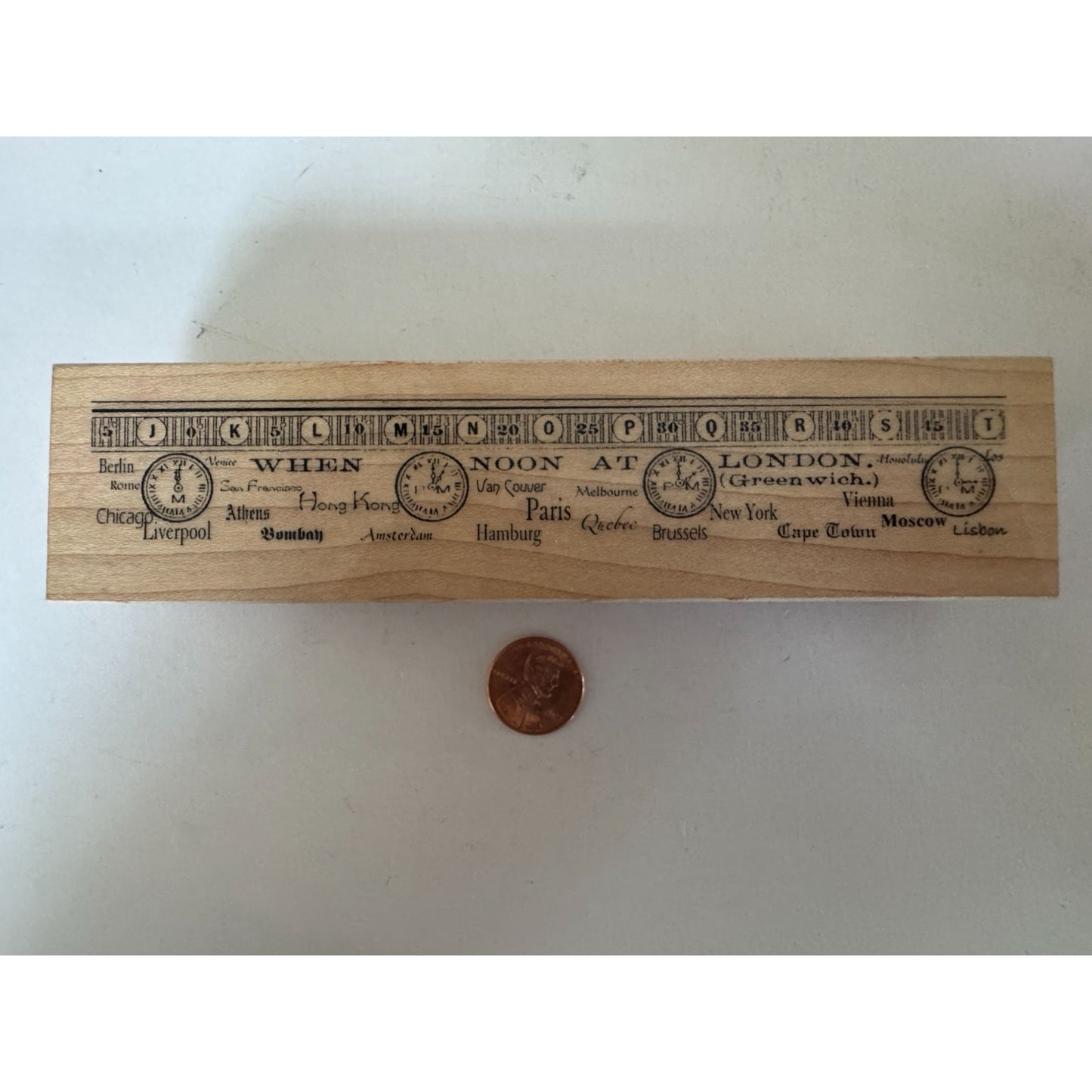 B Line Designs Rubber Stamp When Noon Time Zone Clocks Travel City Steampunk