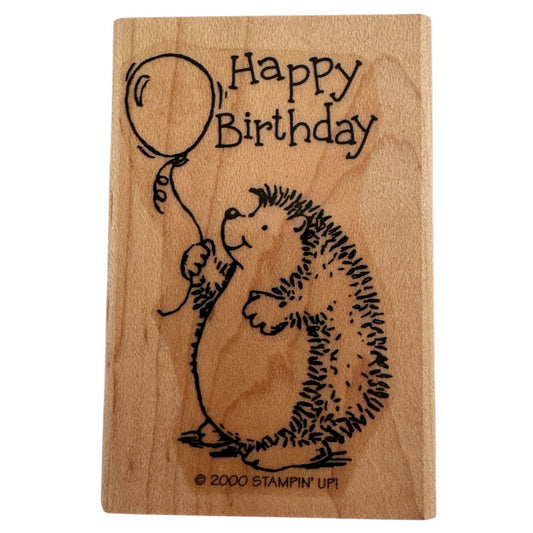 Stampin Up Rubber Stamp Hedgehog Happy Birthday Balloon Card Making Sentiment