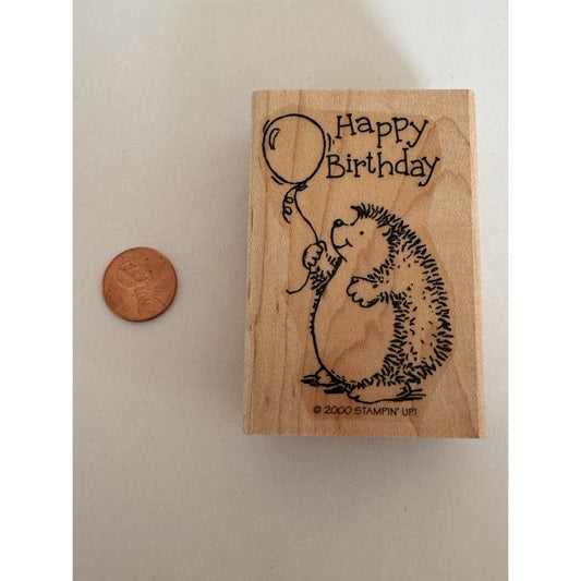 Stampin Up Rubber Stamp Hedgehog Happy Birthday Balloon Card Making Sentiment