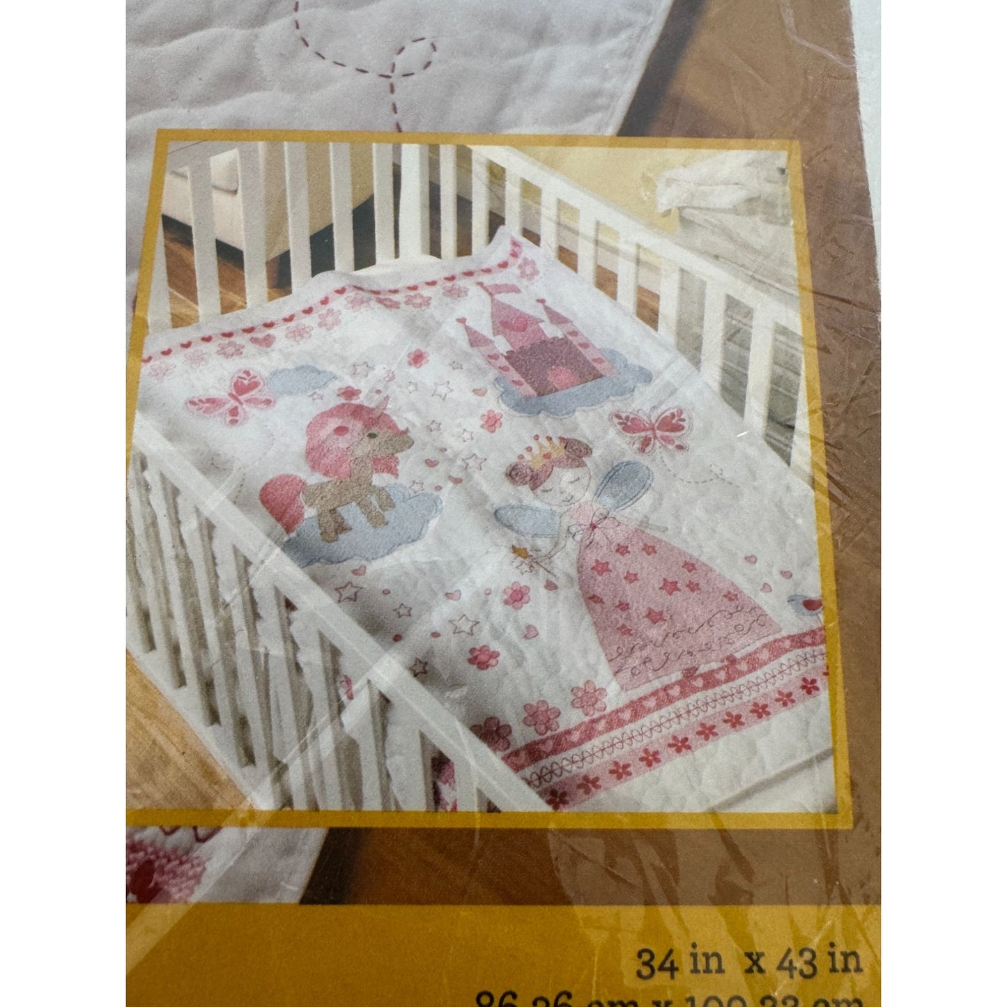 Bucilla Stamped Cross Stitch Baby Bedroom Decor Crib Cover Fairytale Princess