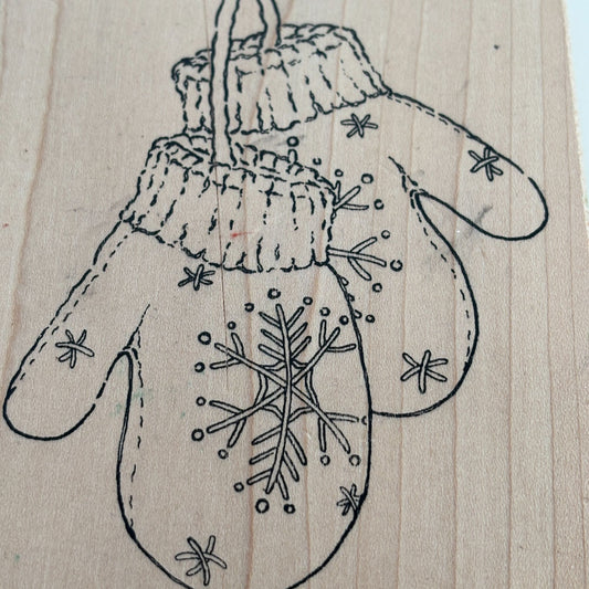 Stampa Rosa Rubber Stamp Snowflake Mittens Winter Holiday Christmas Card Making