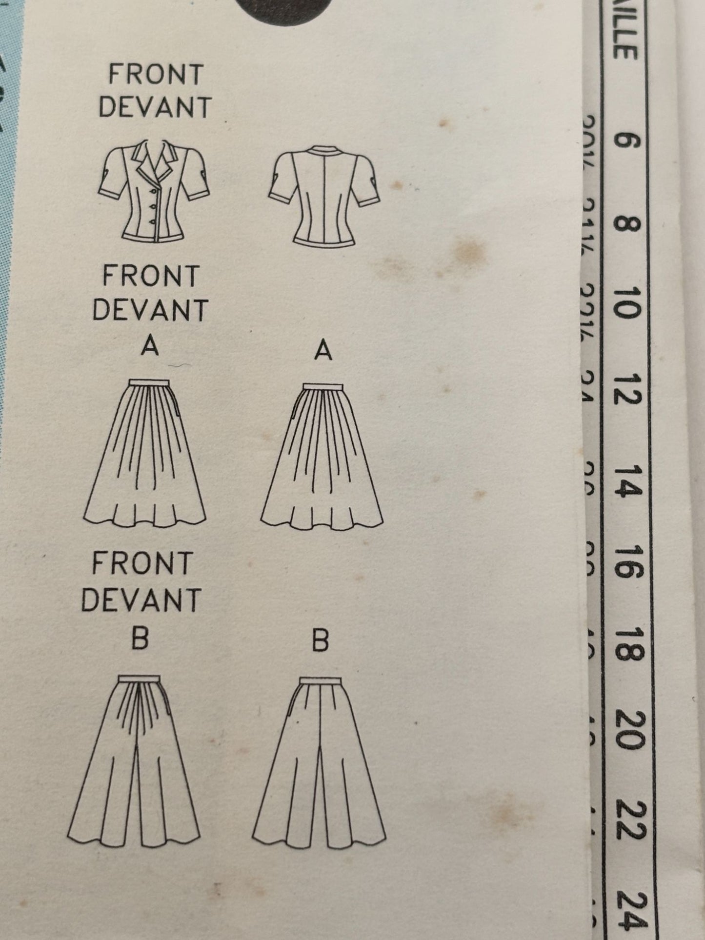 Butterick Sewing Pattern 6574 Work Outfit Minimalist Split Skirt 90s 12 14 16 UC