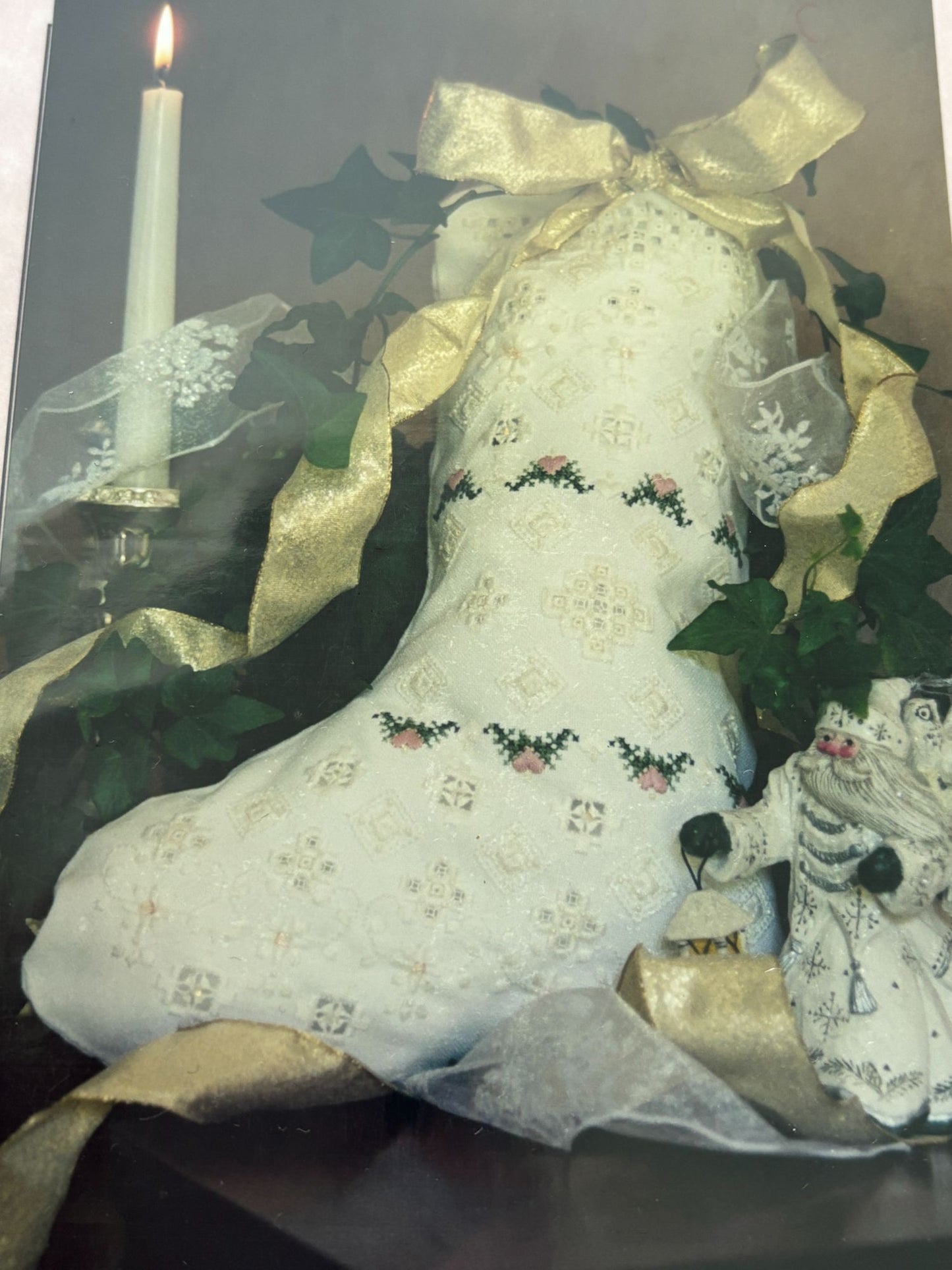 Hardanger and Crystal Christmas Stocking Pattern Embroidery Needlework Holiday Heirloom Project Chart Czech