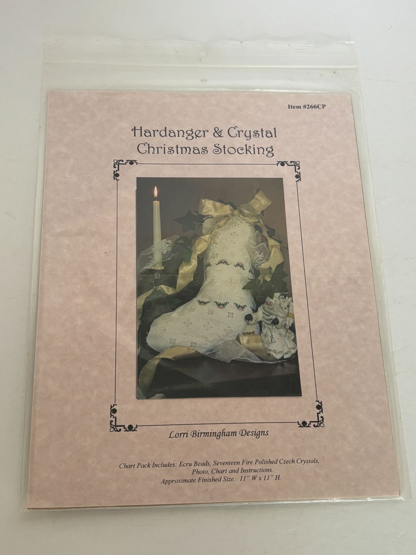 Hardanger and Crystal Christmas Stocking Pattern Embroidery Needlework Holiday Heirloom Project Chart Czech