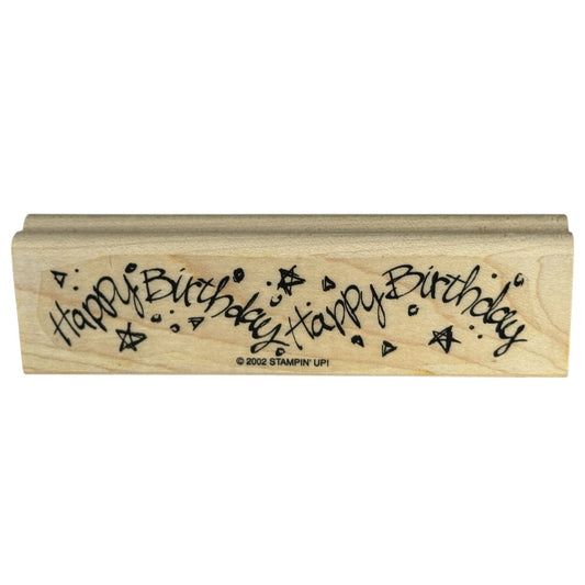 Stampin Up Rubber Stamp Happy Birthday Card Making Words Sentiment Party Wooden