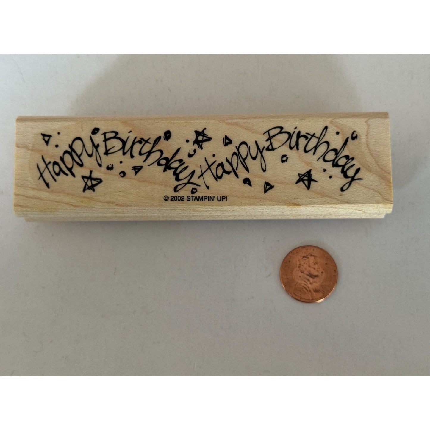 Stampin Up Rubber Stamp Happy Birthday Card Making Words Sentiment Party Wooden