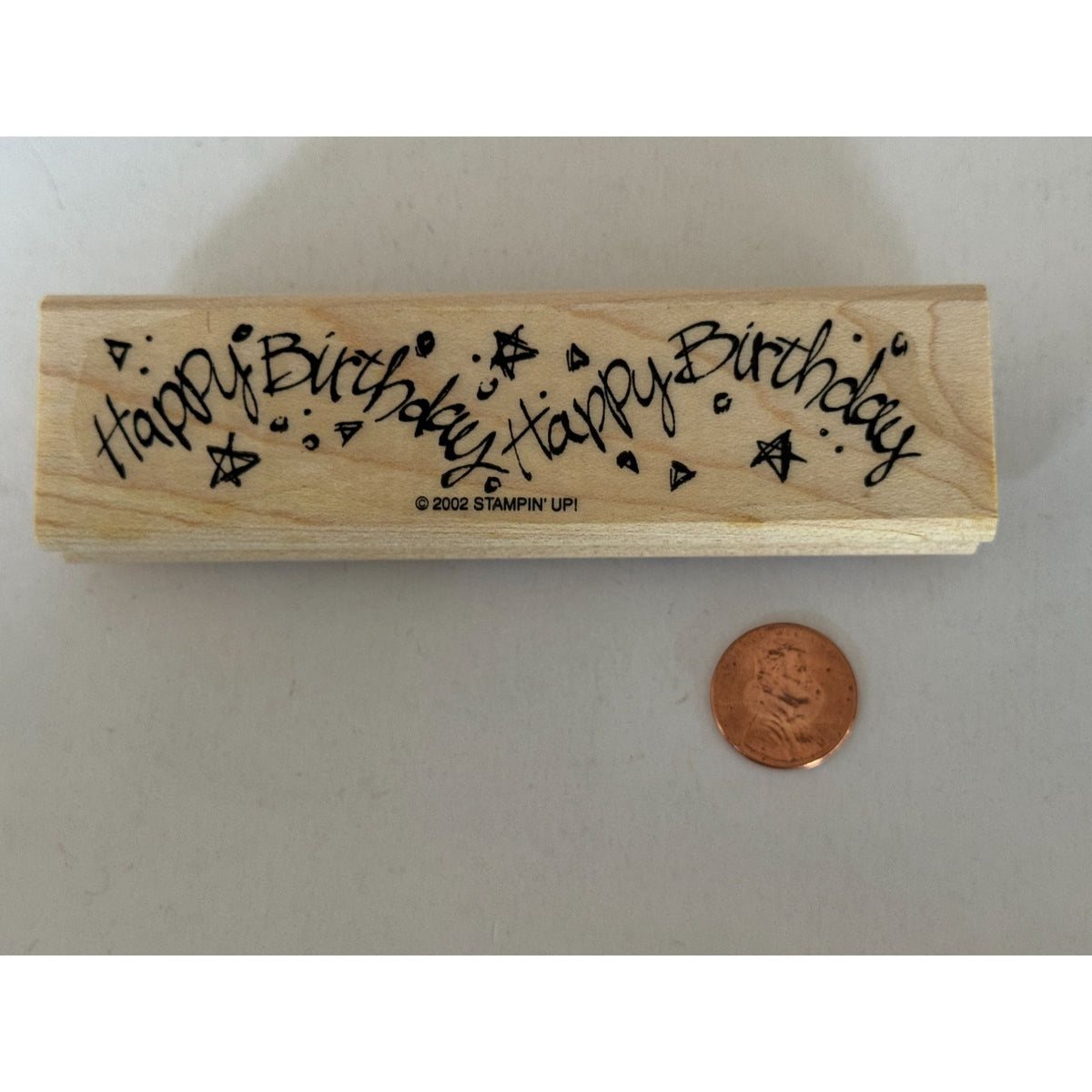 Stampin Up Rubber Stamp Happy Birthday Card Making Words Sentiment Party Wooden