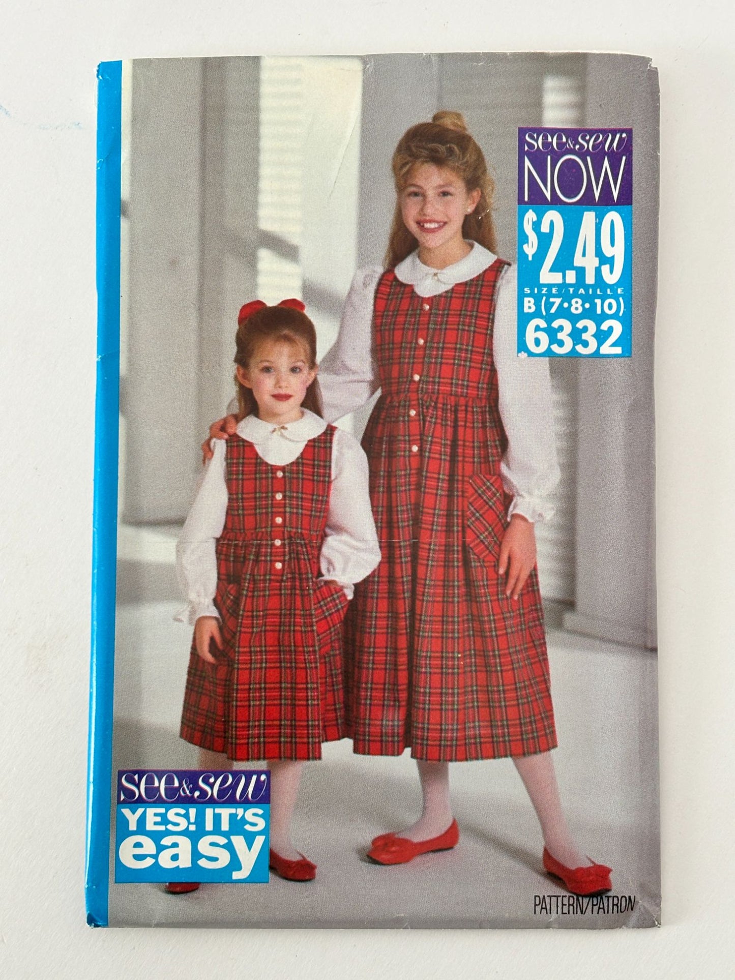 Butterick Sewing Pattern 6332 Girls Jumper Blouse Shirt Modest 90s Easy 7-10 UC