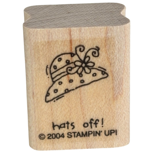 Stampin Up Rubber Stamp Hats Off Hat Fashion Mini Small Wood Mounted Cardmaking Congratulations