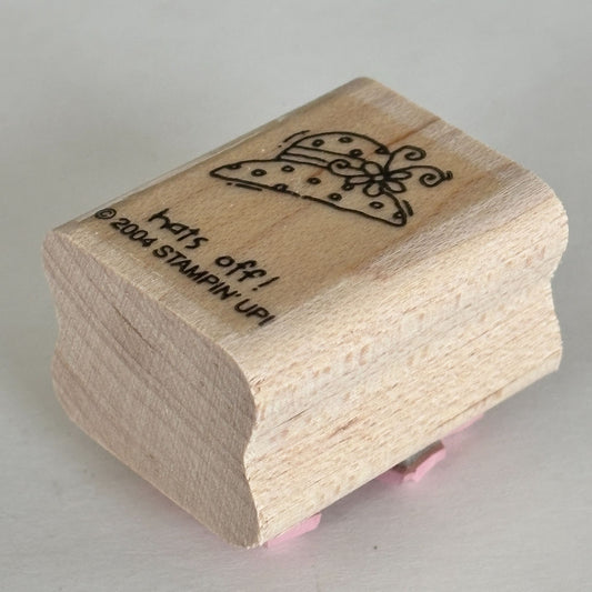 Stampin Up Rubber Stamp Hats Off Hat Fashion Mini Small Wood Mounted Cardmaking Congratulations