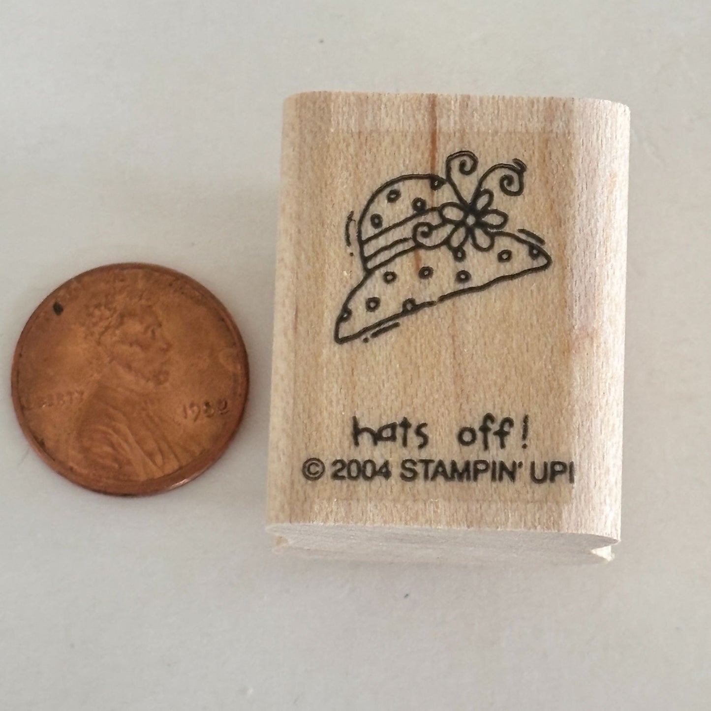 Stampin Up Rubber Stamp Hats Off Hat Fashion Mini Small Wood Mounted Cardmaking Congratulations