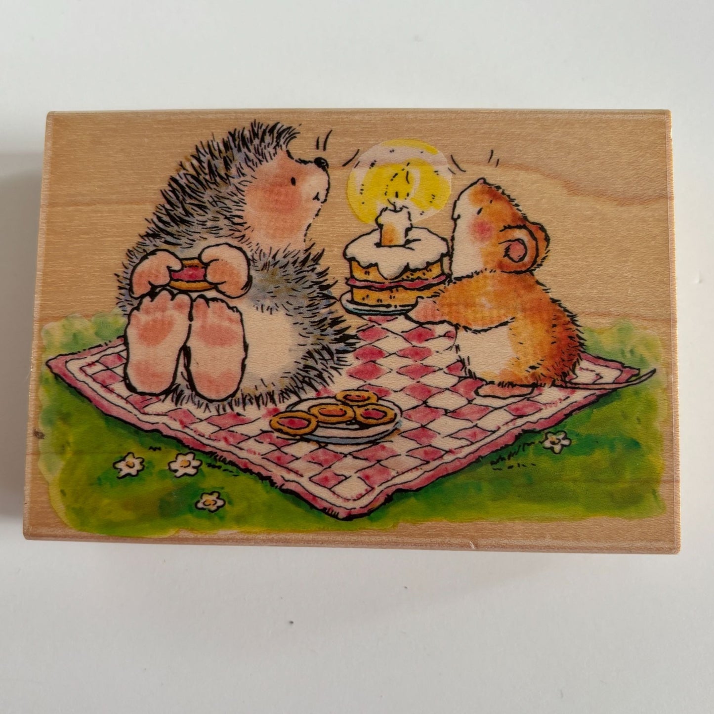 Penny Black Rubber Stamp Hedgehog Birthday Card Making Mouse Party Cake Friends
