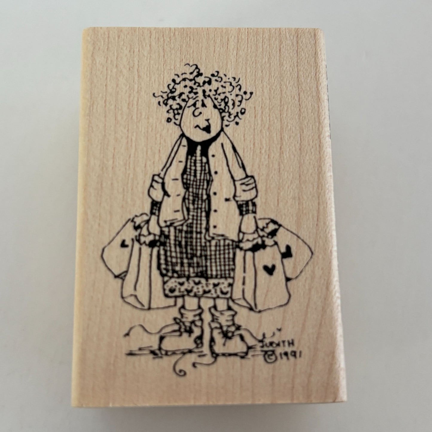Judith Rubber Stamp My Ladies Grocery Shopping Bags Shopper Mom Mother Tired
