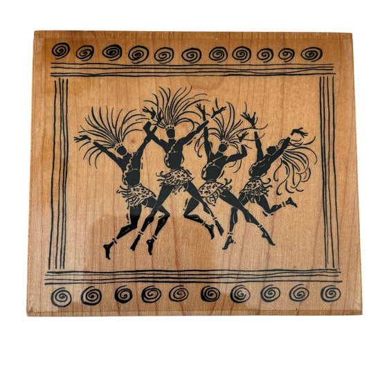 Embossing Arts Rubber Stamp Tribal Celebration Dancers African Motif Community