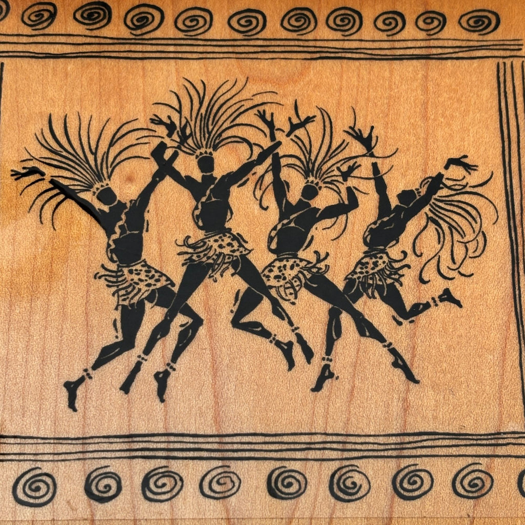 Embossing Arts Rubber Stamp Tribal Celebration Dancers African Motif Community