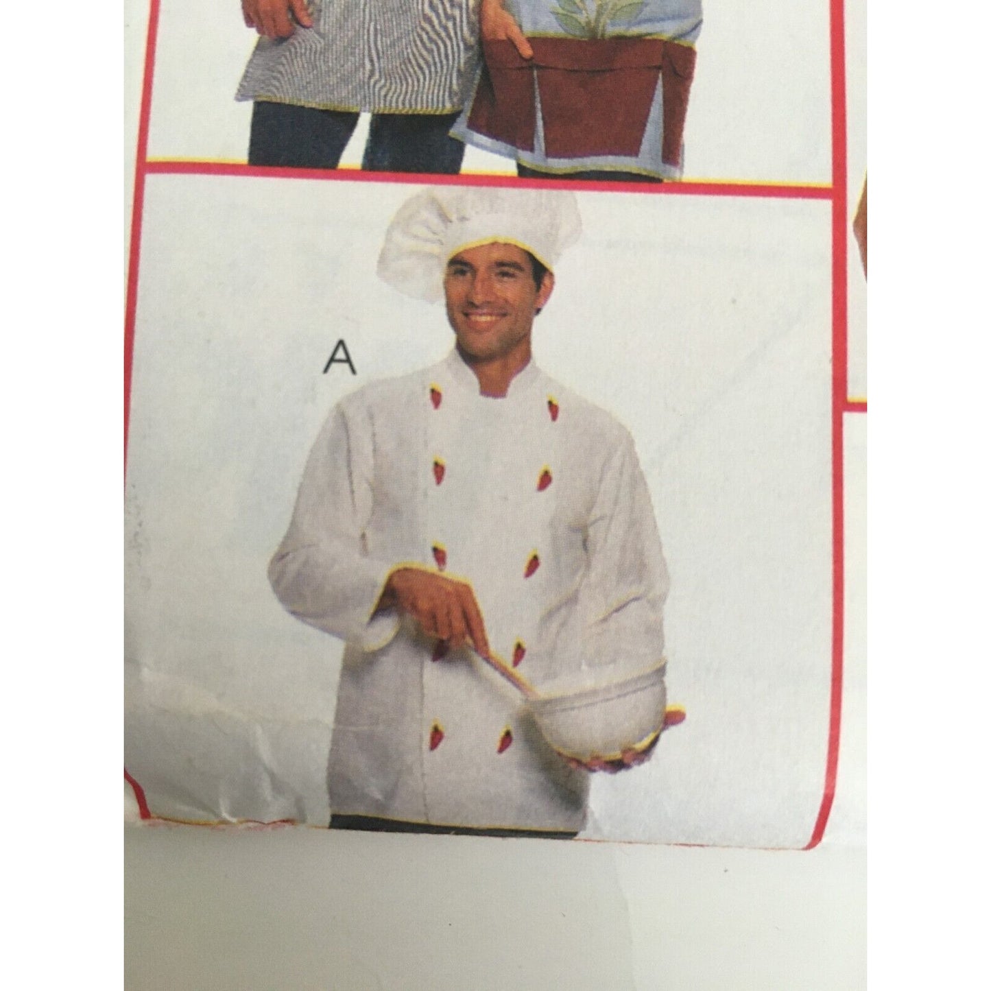 McCalls Sewing Pattern 7931 Chef Jacket Coat Hat Kitchen Apron Adult S M L Uncut