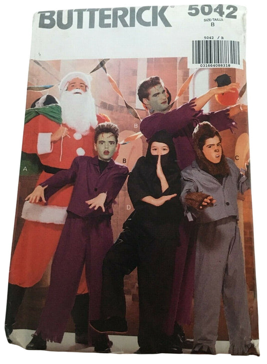 Butterick Sewing Pattern 5042 Boys Costume Halloween Santa Frankenstein Ninja B