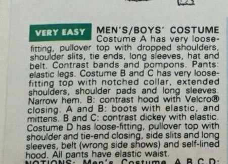 Butterick Sewing Pattern 5042 Boys Costume Halloween Santa Frankenstein Ninja B
