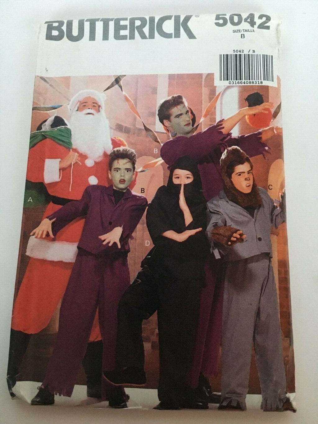 Butterick Sewing Pattern 5042 Boys Costume Halloween Santa Frankenstein Ninja B