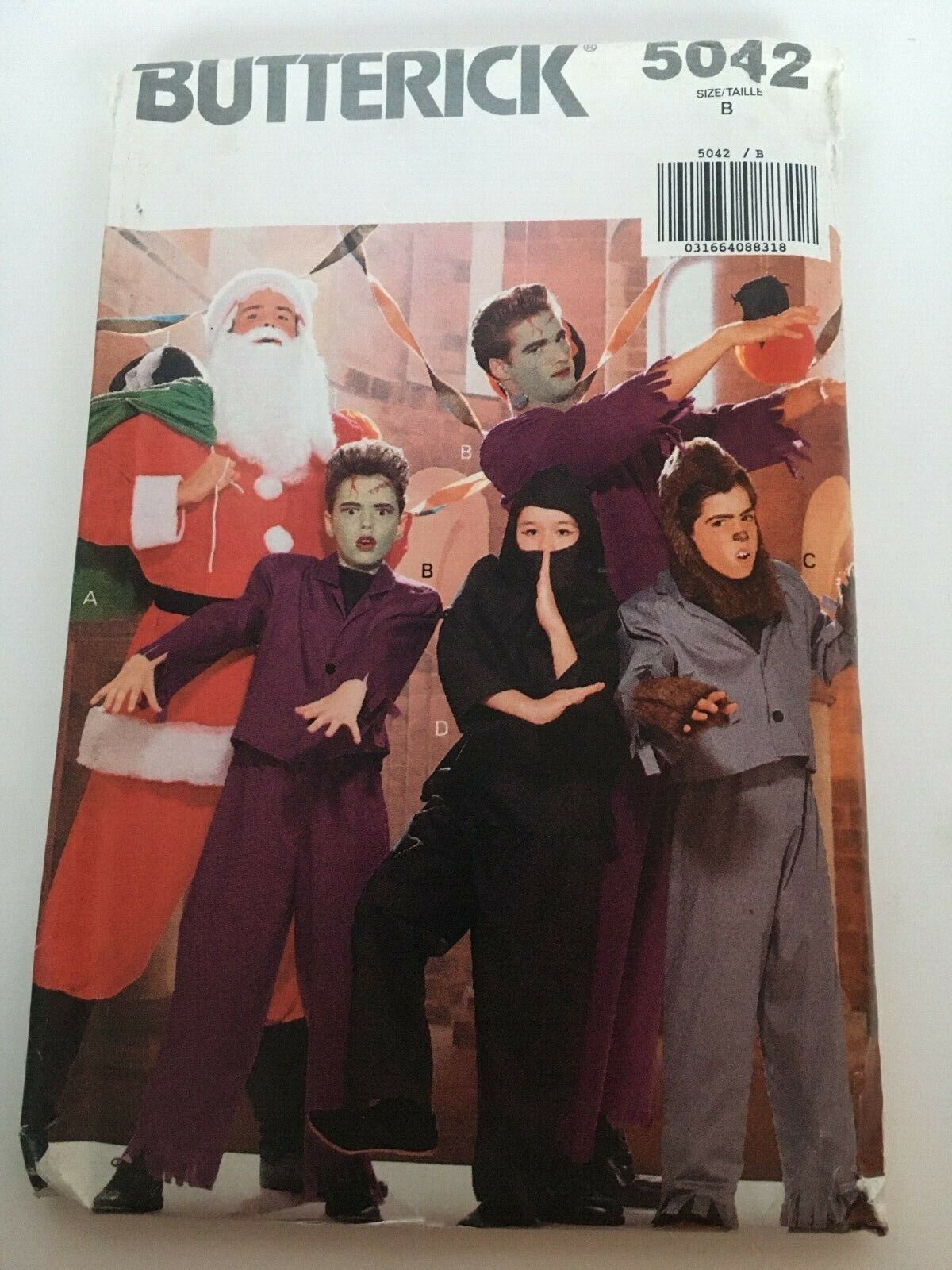 Butterick Sewing Pattern 5042 Boys Costume Halloween Santa Frankenstein Ninja B