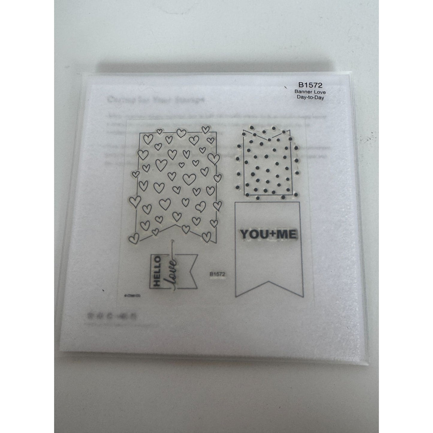 CTMH My Acrylix Acrylic Stamp Set Banner Love Hearts Polka Dots Hello Love B1572
