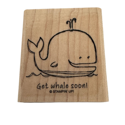 Stampin Up Rubber Stamp Pun Get Whale Soon Pun Get Well Card Making Animal Words