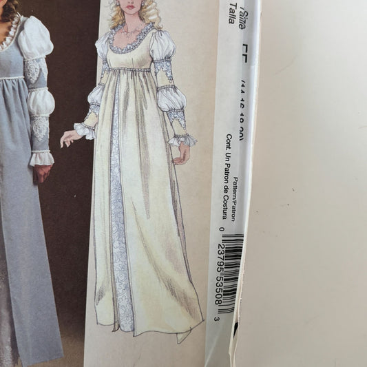 McCalls Sewing Pattern M5444 Renaissance Costume Empire Waist Gown 14-20 Uncut Halloween Fantasy Medieval