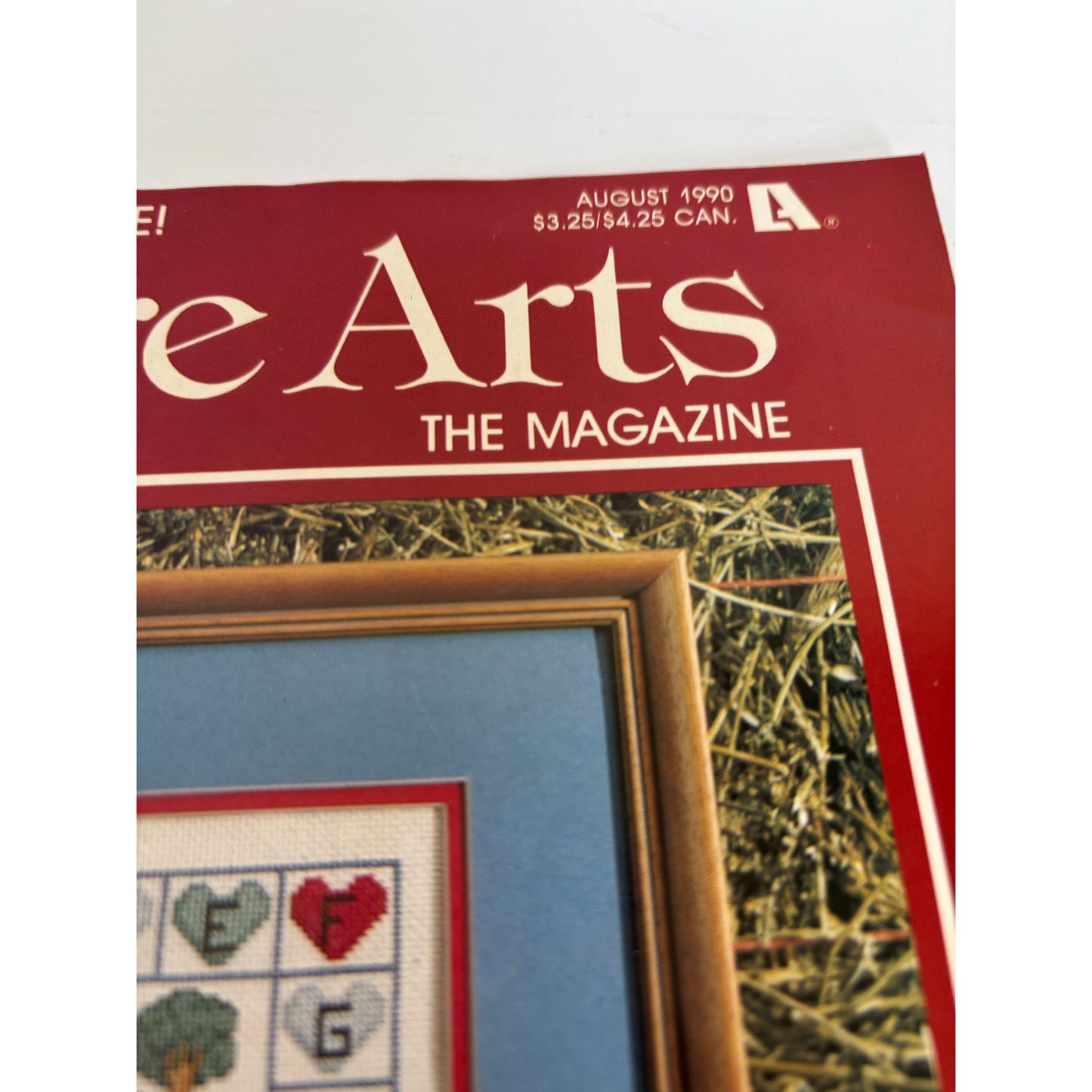 Leisure Arts Magazine August 1990 Cross Stitch Bible Verse Patriotic Pillow Flag