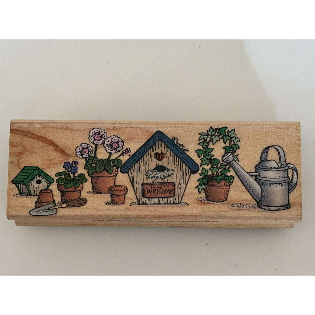 Hero Arts Birdhouse Border Rubber Stamp Garden Border Craft Stamp