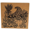 Embossing Arts Rubber Stamp Cornucopia Harvest Pumpkin Fall Thanksgiving Wood Mounted