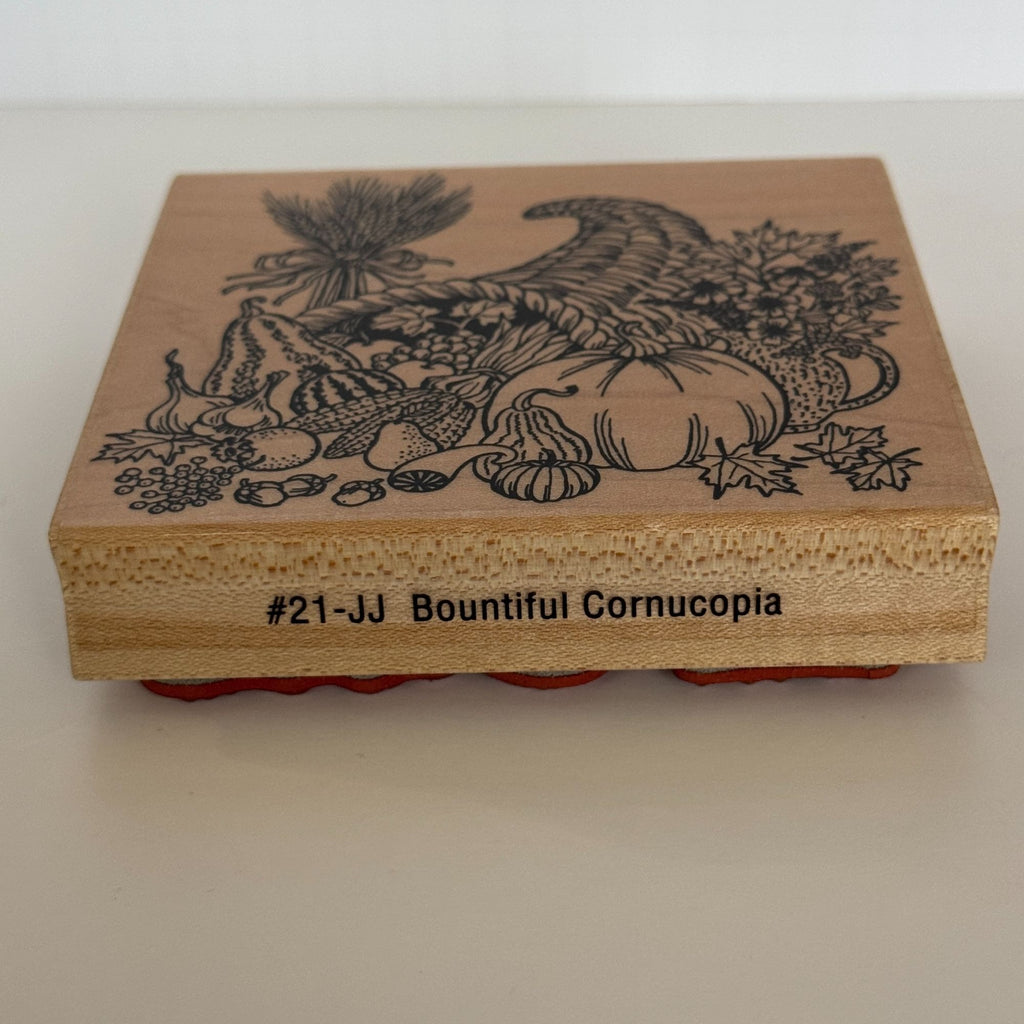 Embossing Arts Rubber Stamp Cornucopia Harvest Pumpkin Fall Thanksgiving Wood Mounted
