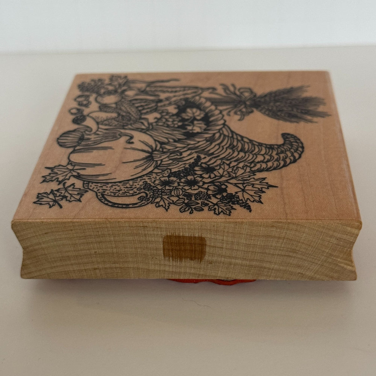 Embossing Arts Rubber Stamp Cornucopia Harvest Pumpkin Fall Thanksgiving Wood Mounted