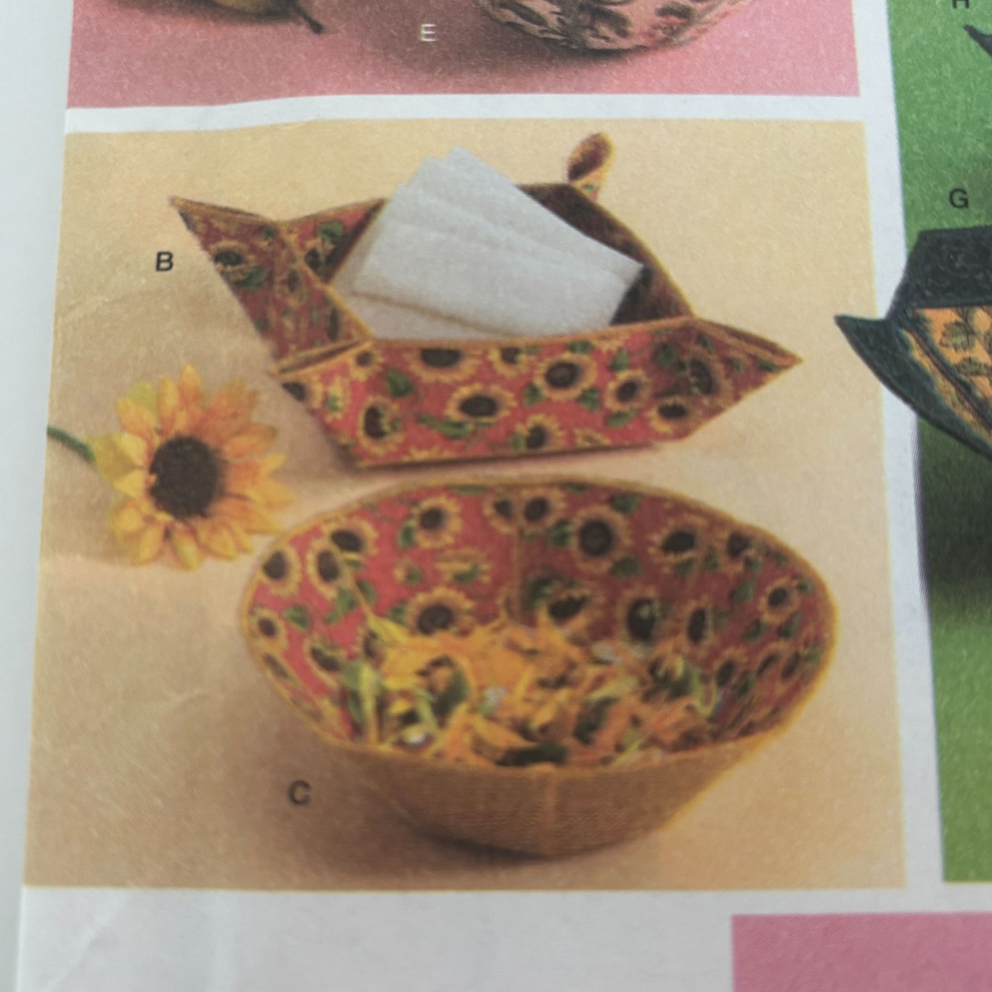 Simplicity Sewing Pattern 4506 Fabric Bowls Dish Jewelry Holder Napkin Tray UC