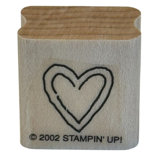 Stampin Up Rubber Stamp Outline Heart Double Lines Valentines Day Card Making