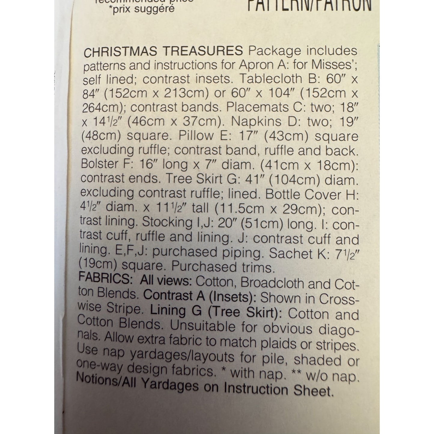 Butterick Sewing Pattern 4605 Christmas Apron Tablecloth Stockings Tree Skirt Uncut Pillow Gift