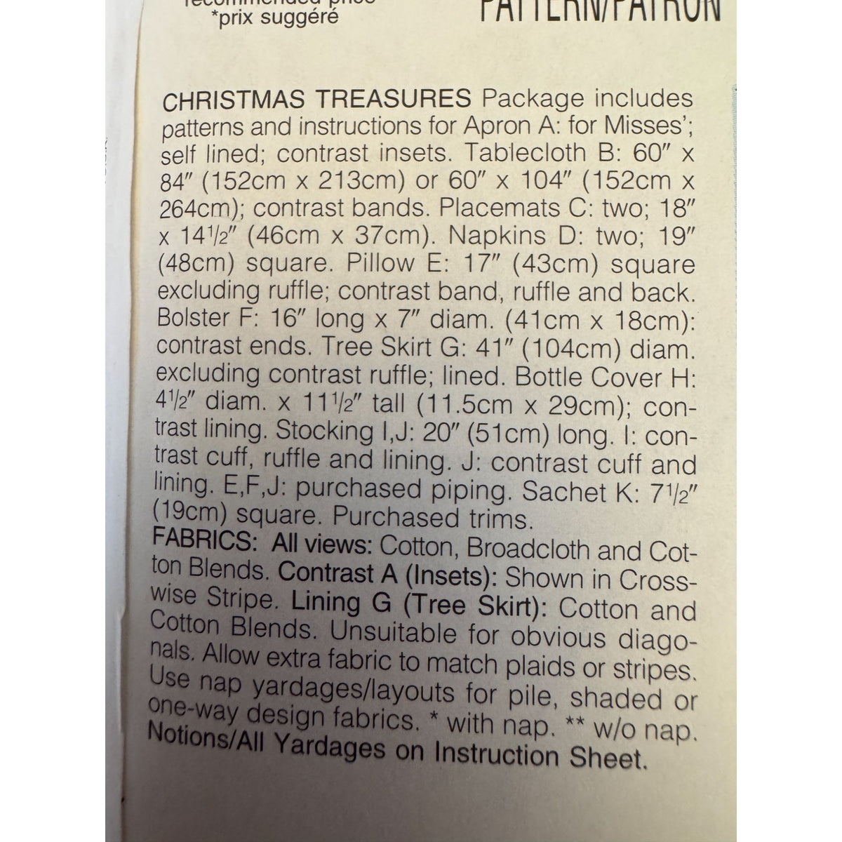 Butterick Sewing Pattern 4605 Christmas Apron Tablecloth Stockings Tree Skirt Uncut Pillow Gift