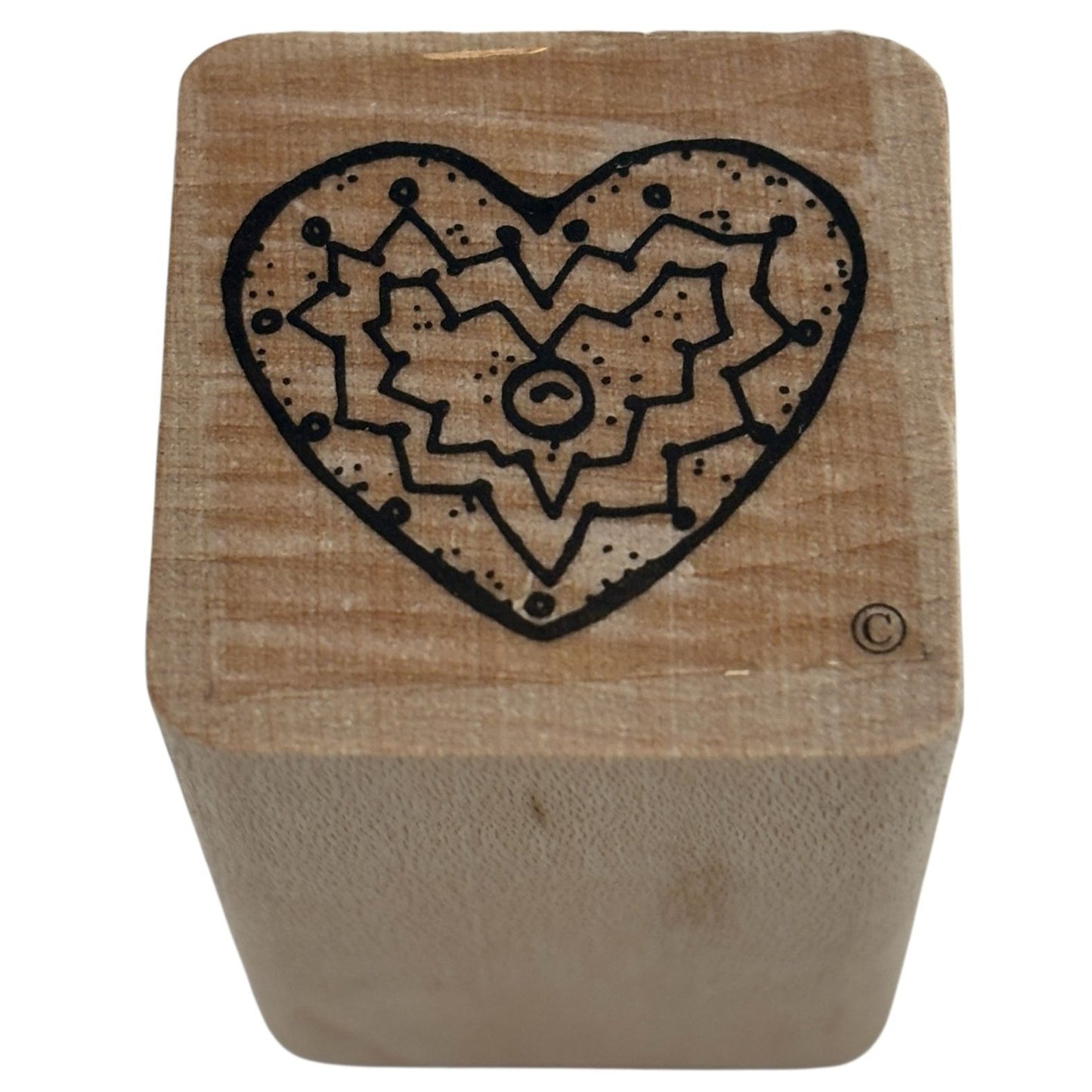 DOTS Rubber Stamp Heart Button Center Love Gift Tag Card Making Geometric
