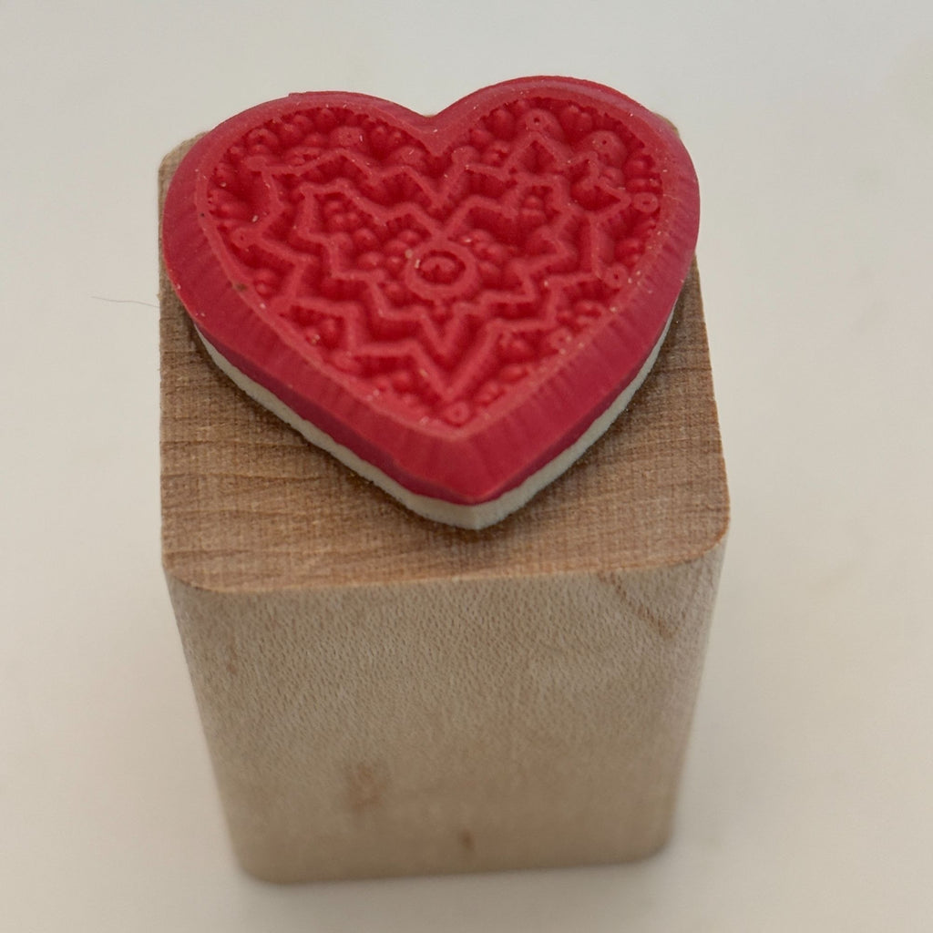 DOTS Rubber Stamp Heart Button Center Love Gift Tag Card Making Geometric